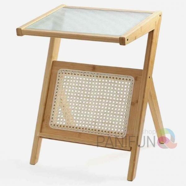 유리 사이드테이블 45cm내추럴 침대테이블 유리사이드테이블 거실미니테이블 쇼파책상 소파사이드테이블