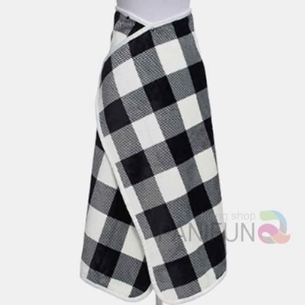 체크 망토담요 80x140 블랙 사무실담요 블랑켓 똑딱이담요 소파블랭킷 겨울담요