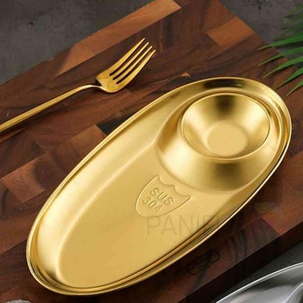 골드 소스칸 접시 2p 28cm 타코그릇 스테인레스접시 캠핑접시 스테인리스그릇 치킨플레이트