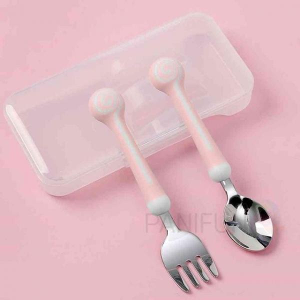 뱅글 유아수저포크 핑크 어린이포크 유아숟가락포크세트 숟가락포크세트 어린이수저세트 유아수저포크세트