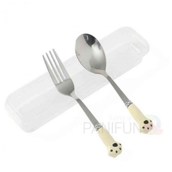 냥이 유아수저포크 아이보리 포크수저 어린이집수저 키즈수저 어린이수저케이스 숟가락세트