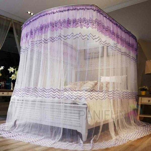 캐노피 침대모기장 200x220퍼플 퀸사이즈침대모기 공주모기장 커튼방충망 레이스모기장 여름모기장