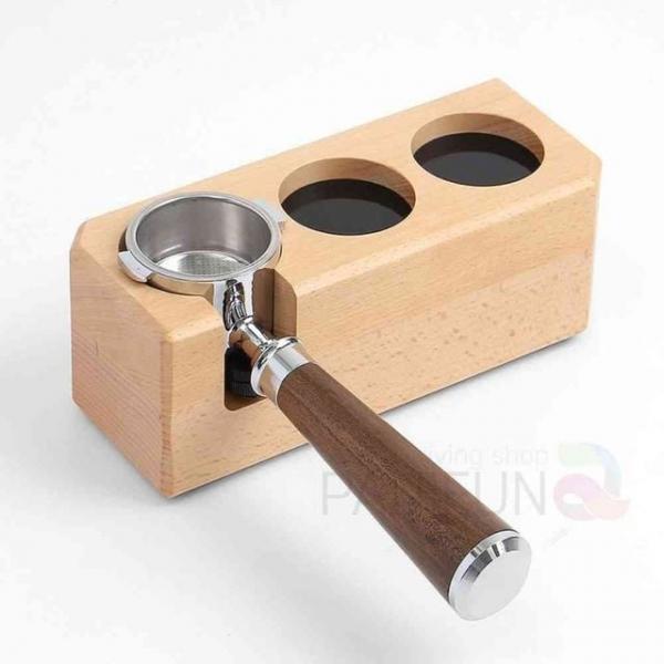 우드 탬퍼받침대 느티나무 포터필터받침대 탬핑스테이션 스텐탬퍼거치대 커피숍용품 탬핑받침대