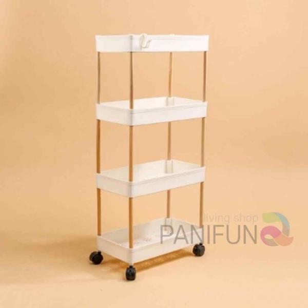 4단 이동식 틈새선반 22cm 우드 잡동사니선반 무빙트롤리 세탁실선반 세탁실트롤리 보조선반