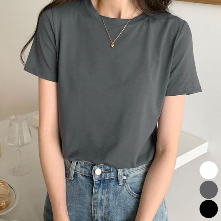 티셔츠 루즈핏 데일리 여자 무지 반팔 라운드넥 여름