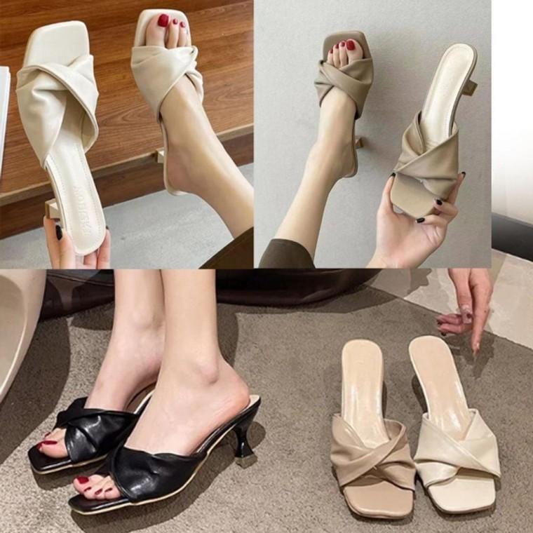 여성 꼬임 연결끈 뮬슬리퍼 1P 여름 샌들 신발 바캉스