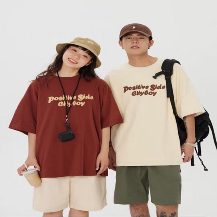 루즈핏 티셔츠 레터링 라운드넥 상의 여름 남녀 반팔