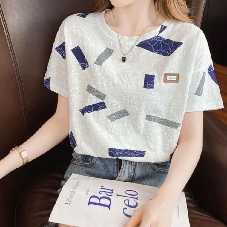 입체 데일리 2color 상의 패턴 반팔 여자 티셔츠 여름