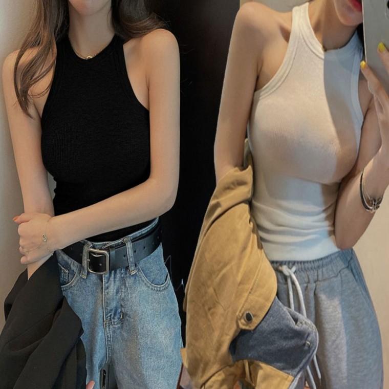 골지 짱짱한 나시 Y2K 민소매 홀터넥 망고 여름