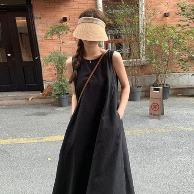 린넨 루즈핏 나시 2color 여자 롱원피스 여름 A라인 나시