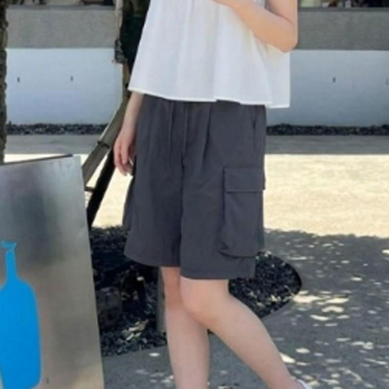 시원한 남녀 포인트 버뮤다 밴딩 하프 팬츠 1P 여름 일상용 편안한 반바지