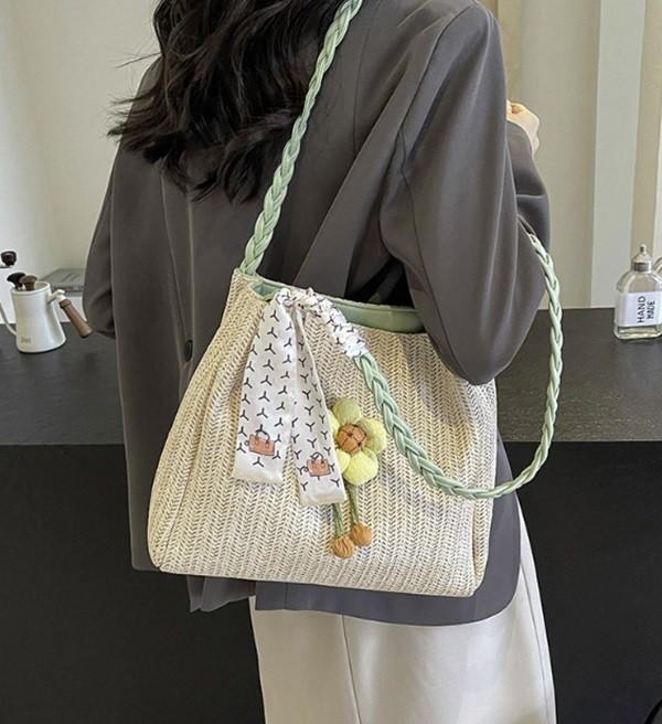귀여운 꽃장식 여름 스트랩 숄더백