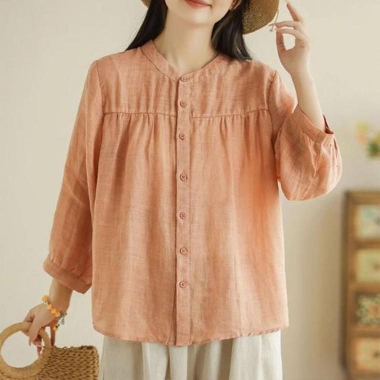숲 여름 혼방 상의 소담 린넨 티셔츠 셔츠 블라우스 린넨 소담 티셔츠