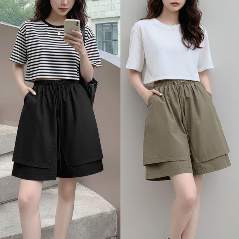 시원한 통바지 아이스 반바지 와이드 여름 밴딩 찰랑 와이드팬츠 찰랑바지