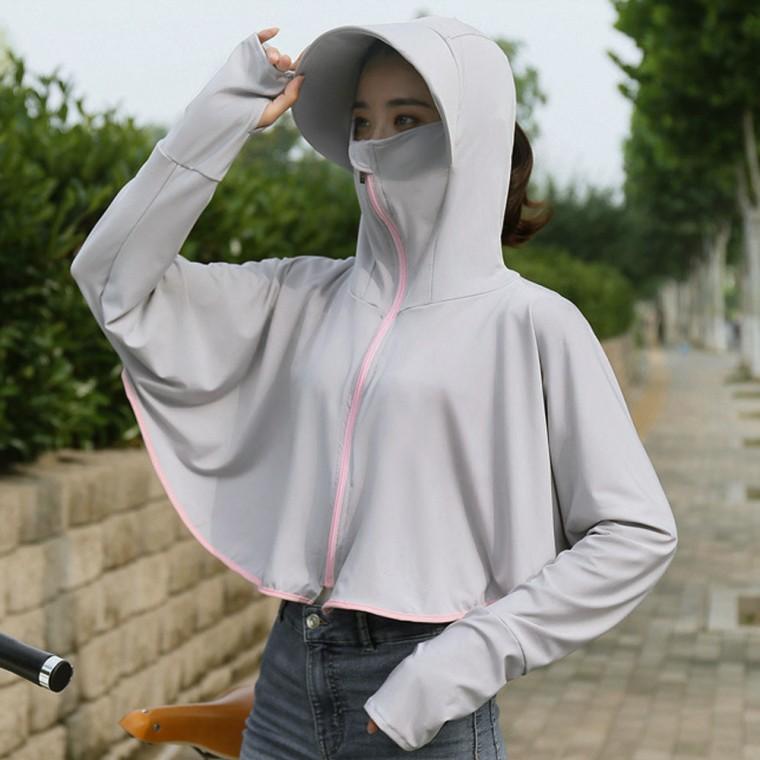자외선차단 크롭 후드 집업(그레이) 자외선차단후드집업 자외선차단크롭집업 여름자외선차단자켓