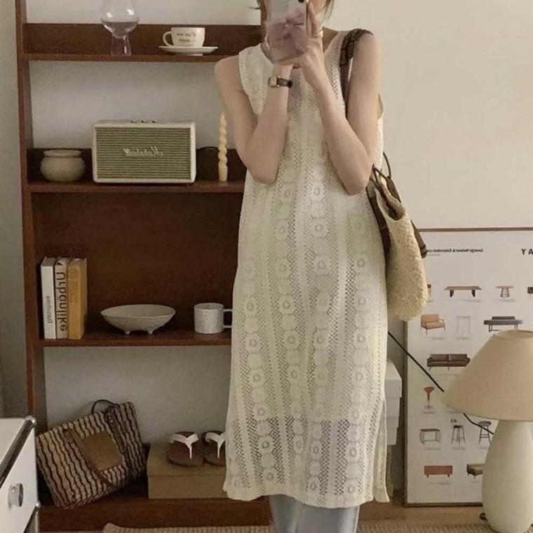 아이보리 레이스원피스 여름나시원피스 슬리브리스 여름패션