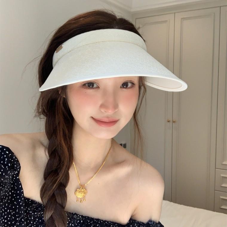 신상 큰 챙 블랙 레이저 패턴 이발 고리형 챙 없는 선글라스 여성용 여름 야외용 통기성 자외선 차단 햇빛