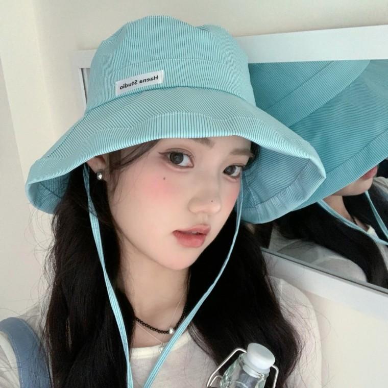 상큼한 스트라이프 버킷햇 봄여름 캔디 컬러 보울햇 아카데믹 스타일