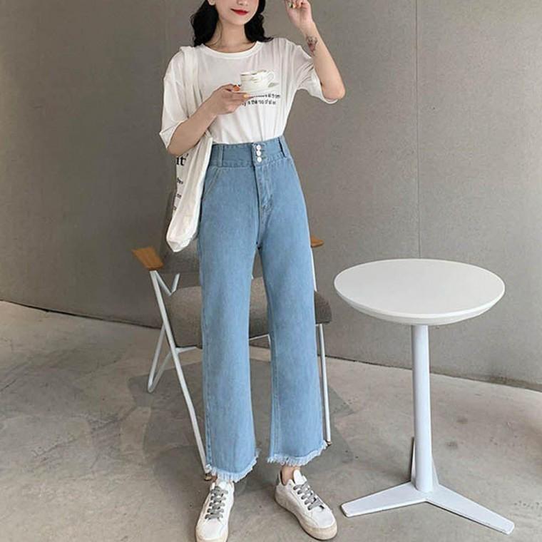 연청 와이드 데님팬츠 여성 통큰 청바지 여름 하이웨스트 데일리