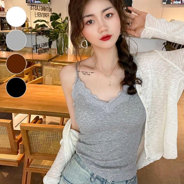민소매 레이스나시티 여름 그레이 캡내장 여성의류 캡내장나시 여름이너