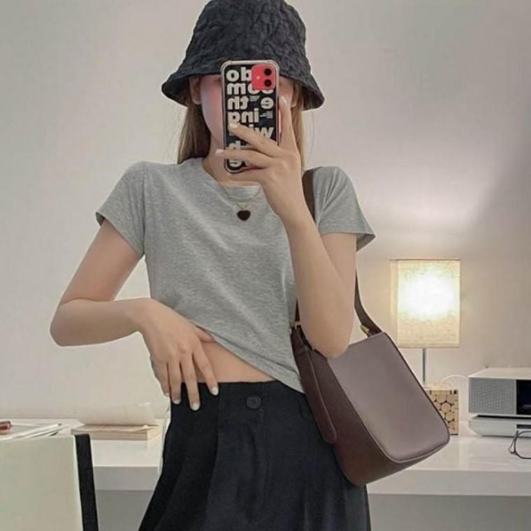 여성 반팔 크롭티 라운드 무지 기본 이너 여름 크롭반팔티