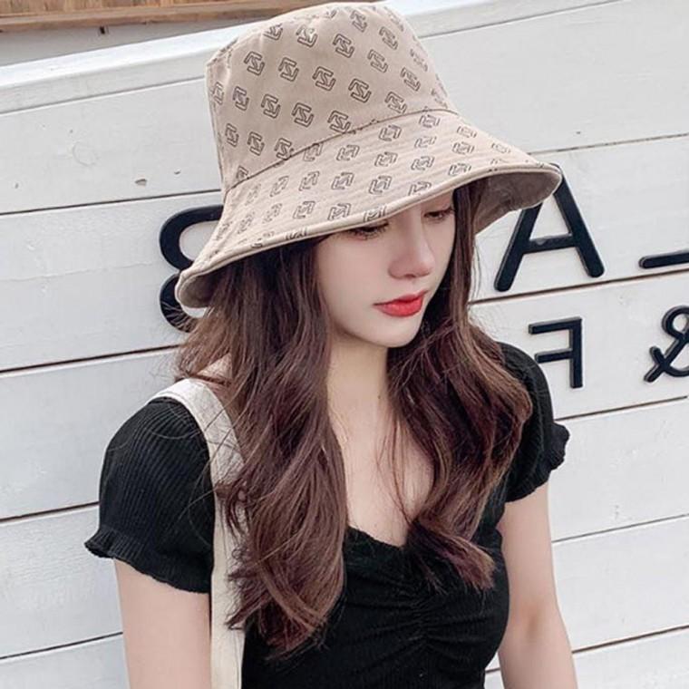 베이지 벙거지모자 양면 버킷햇 여성 여름모자 캐주얼룩