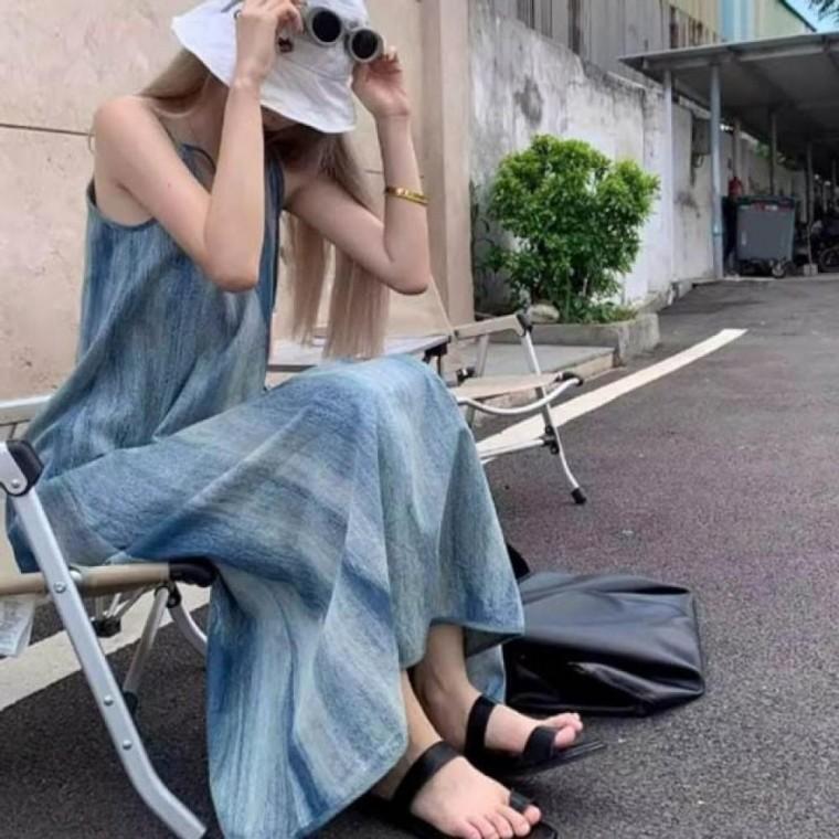 데님 원피스 롱원피스 여성 여름 나시 썸머
