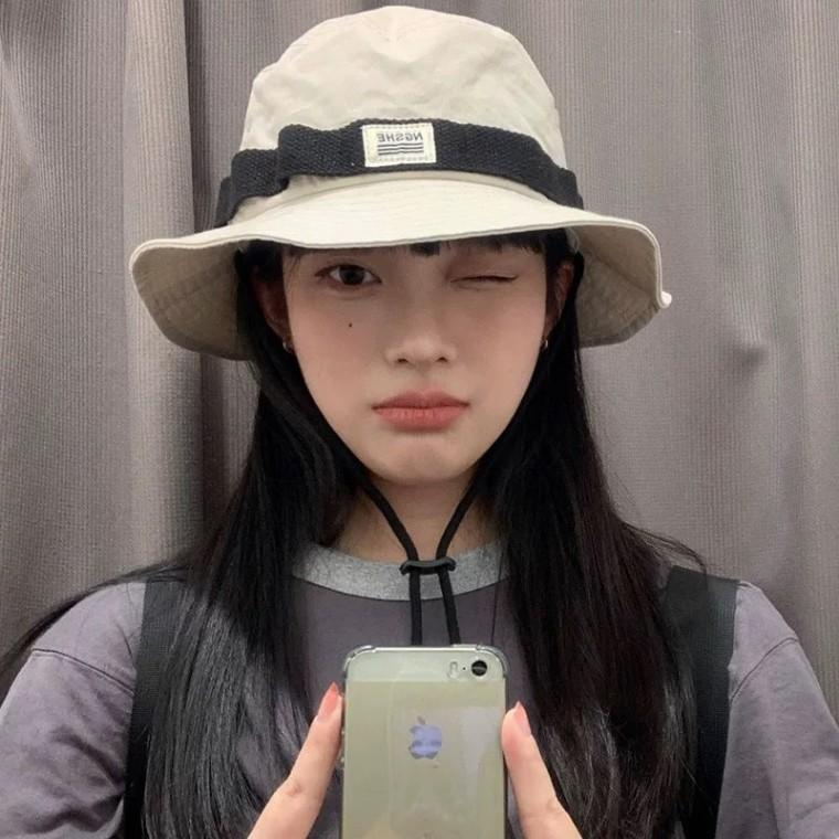 일본식 레몬 옐로우 어부 모자 여성용 여름 배색 아웃도어 캠핑 등산 자외선 차단 차양 모자 통기성 햇빛