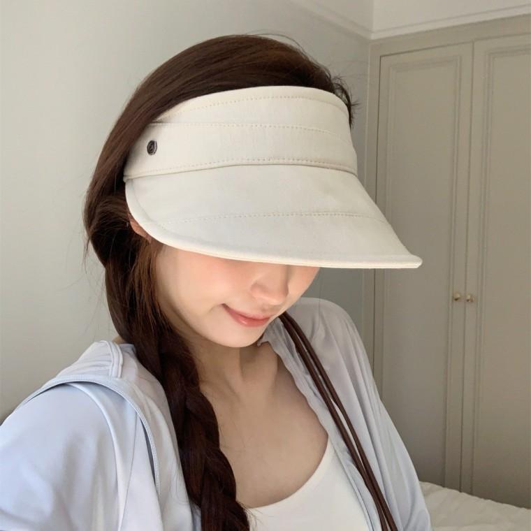 여유로운 휴일 느낌의 일본식 면 린넨 챙 큰 야외용 빈 탑 자외선 차단 모자 여성용 여름용 통기성 좋은 얼