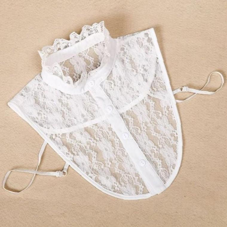 플라워 레이스 깔끔한 숄칼라 페이크카라 탈부착 이너칼라 화이트