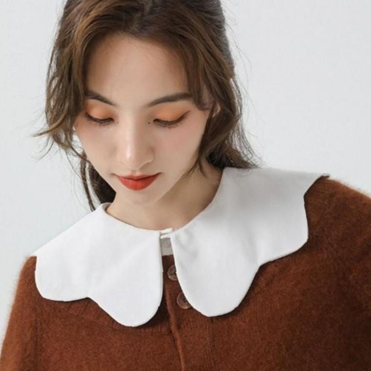 스캘럽 데일리 빅카라 페이크카라 탈부착 걸리시 화이트