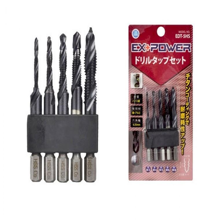 탭 스파이럴탭 SUS용 EDT-5HS 5pcs 충전드릴비트 드릴탭 드릴탭세트