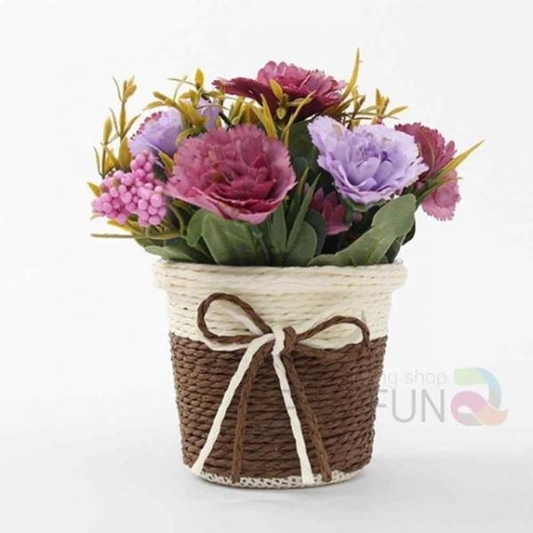 카네이션조화 화분 퍼플 미니조화화분 인테리어조화꽃 꽃소품 미니화분 카네이션화분