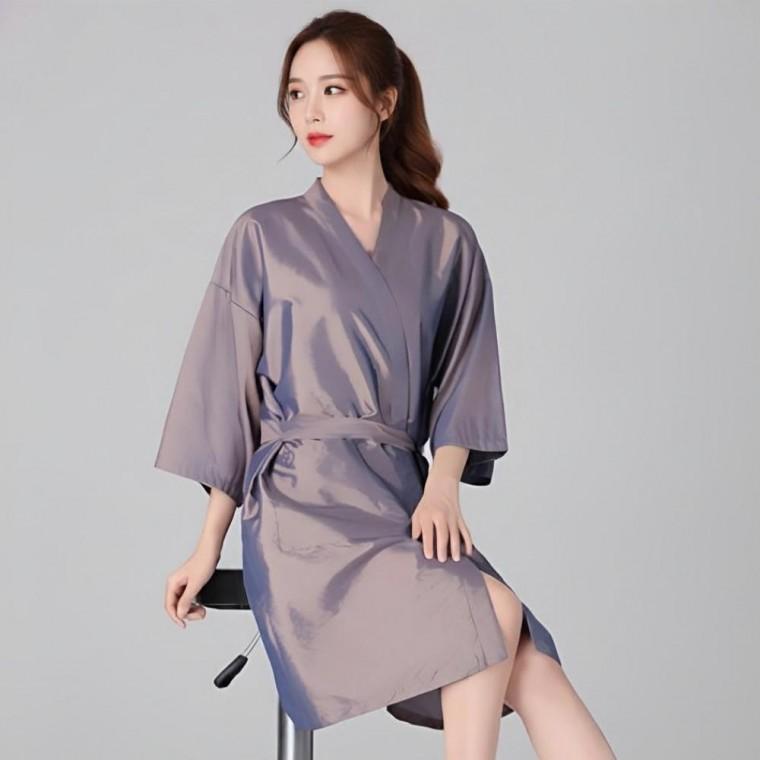 글로시 미용실 가운 미용 손님 고객 마사지 블루