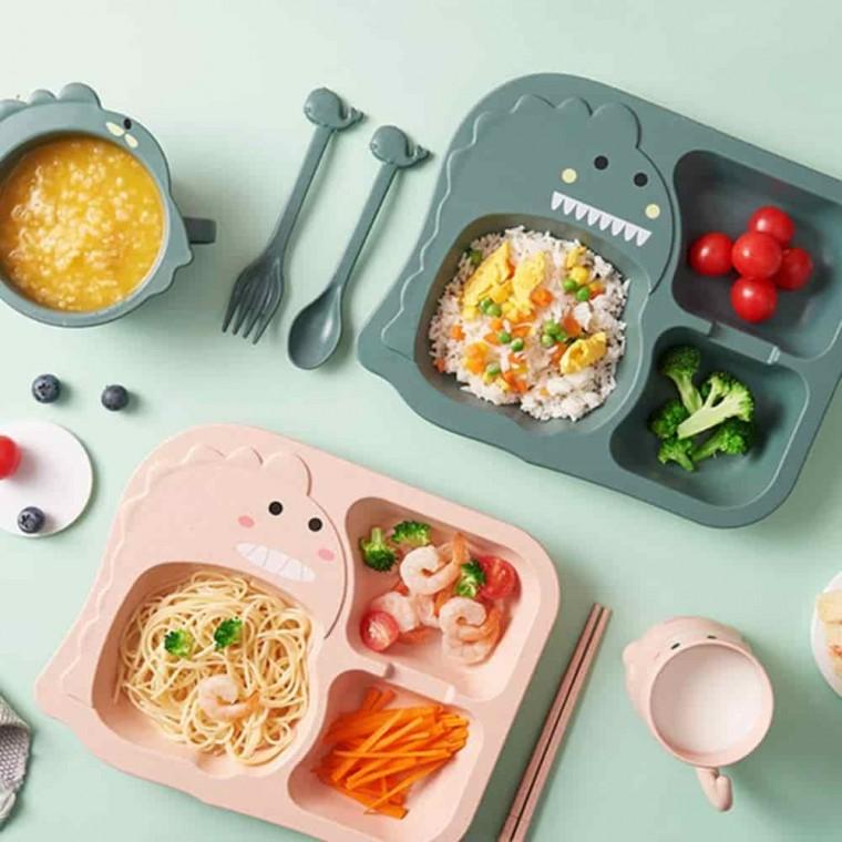 아기 공룡 식기 세트 어린이식판 캠핑그릇 이유식용기 어린이식기 이유식기