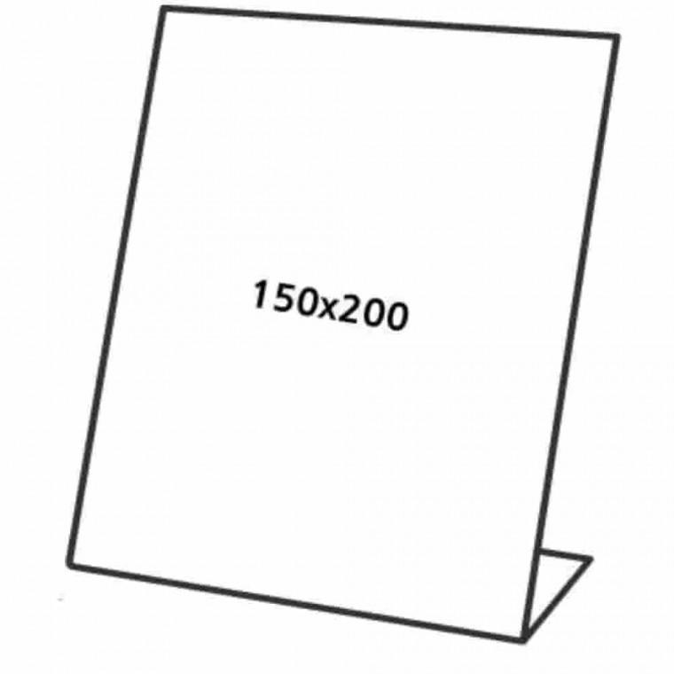 쇼케이스 단면150x200 L자거치대 아크릴메뉴꽂이 투명거치대 아크릴스탠드 탁상용메뉴판