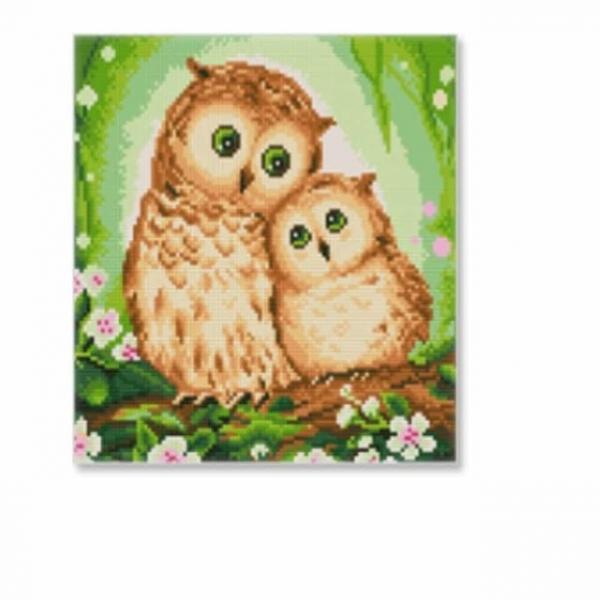 캔버스 보석십자수 꽃과부엉이 30X30 보석십자수공예 보석비즈십자수