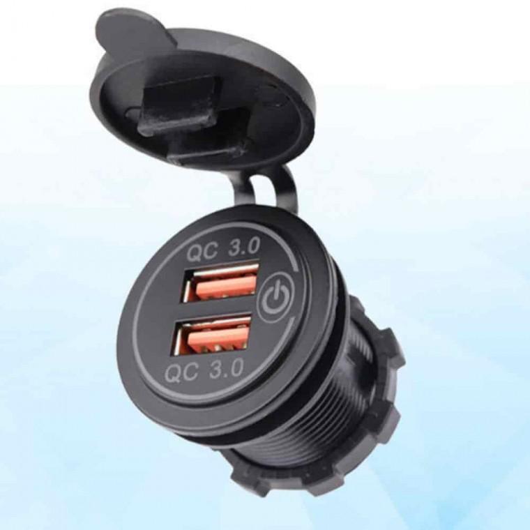 QC 3.0 USB 2포트 소켓 내부세차용품 차량용고속충전기 차량용잭 QC3.0충전기 캠핑카부품