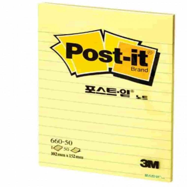포스트잇 노트 화이트 라인 50매 접착메모지 탁상용메모지 메모패드 점착식메모지