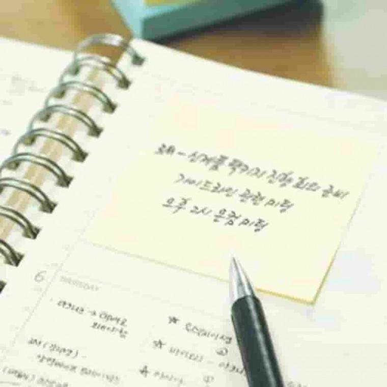 포스트잇 크림블루 51x76mm 점착메모지 점착노트 예쁜메모지 탁상용메모지