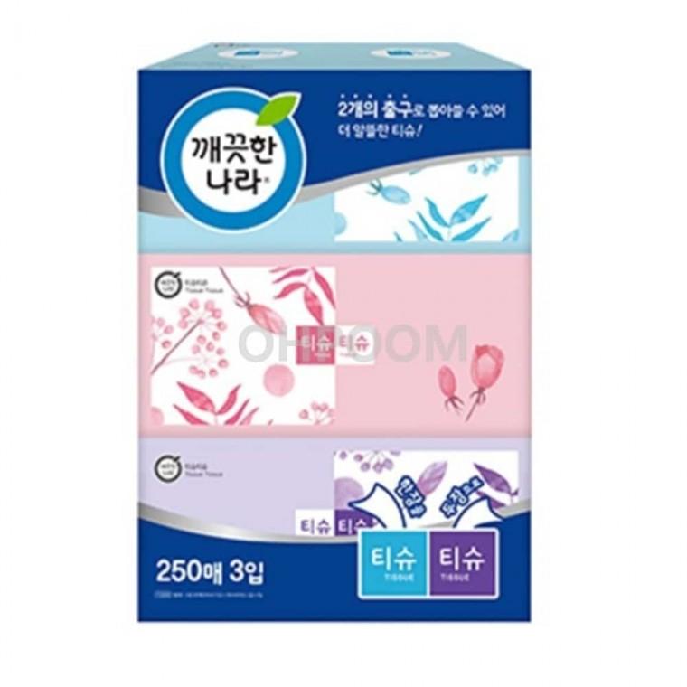 미용티슈 250매x3입 화장실휴지 사각휴지 2겹각티슈