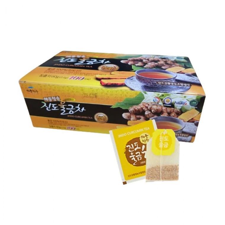해풍청송 진도 울금차 100TB 국산 강황 쓴맛없는 전통차 대용량 티백 손님용 마시는차