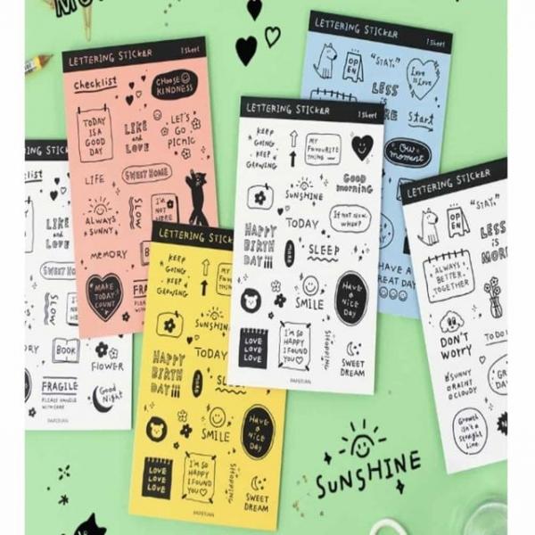 다이어리 스티커 6종 세트 글씨스티커 스티커꾸미기