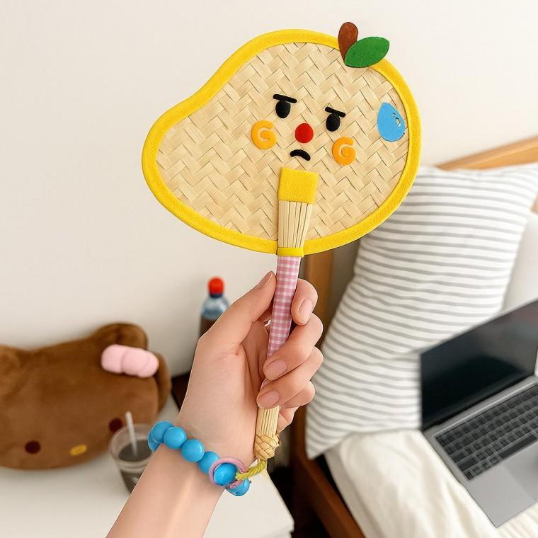 표정 야생초 부채 망고 핸드메이드 손부채 수제 여름 패션 소품
