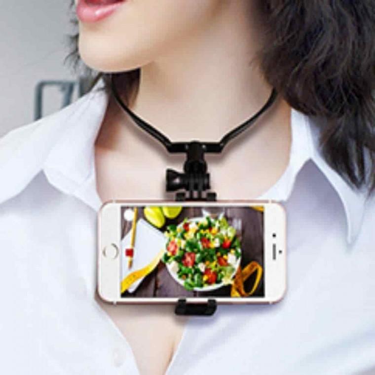 스마트폰 목 거치대 1인칭거치대 브이로그거치대 넥홀더 넥마운트 스마트폰목걸이거치대