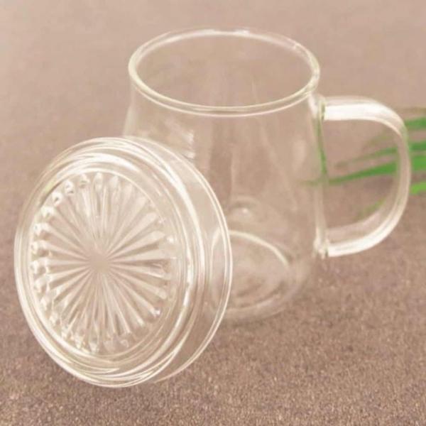 내열유리 손잡이 뚜껑머그 300ml 유리머그컵 내열유리잔