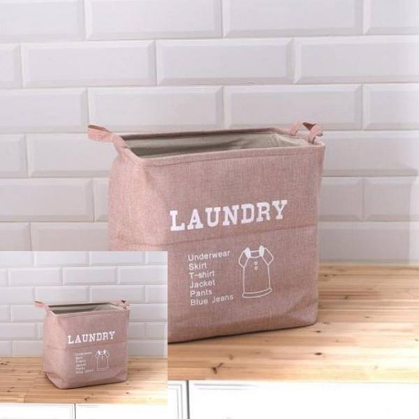 모던 패브릭 빨래분리함 핑크 보관 세탁물