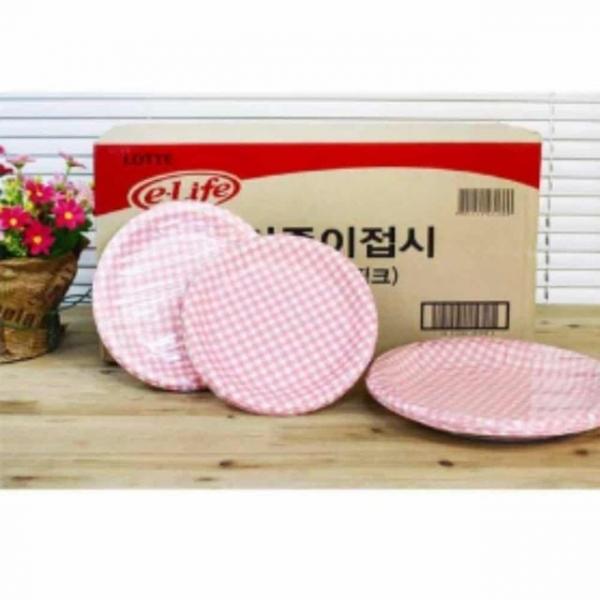 일회용 종이접시180mm (핑크)200p 원형접시 홈파티접시