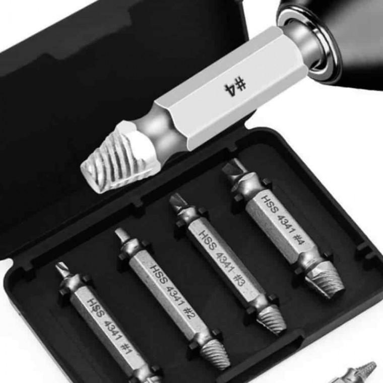 볼트 반대탭 4pcs 뭉개진나사 나사리무버 역탭 마모된나사 드릴비트세트