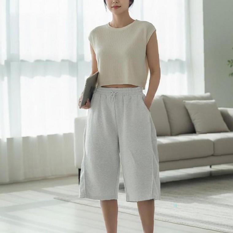 남성 여성 소프트 데일리 팬츠 벌룬 컷팅 디테일 간편 여유로운 숏팬츠